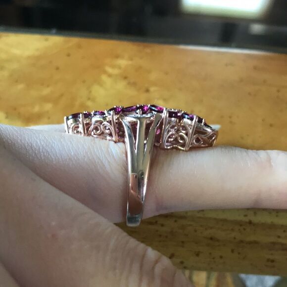 Natural Rhodolite Garnet Sterling Silver Cocktail Ring Size 7 - Picture 2 of 8